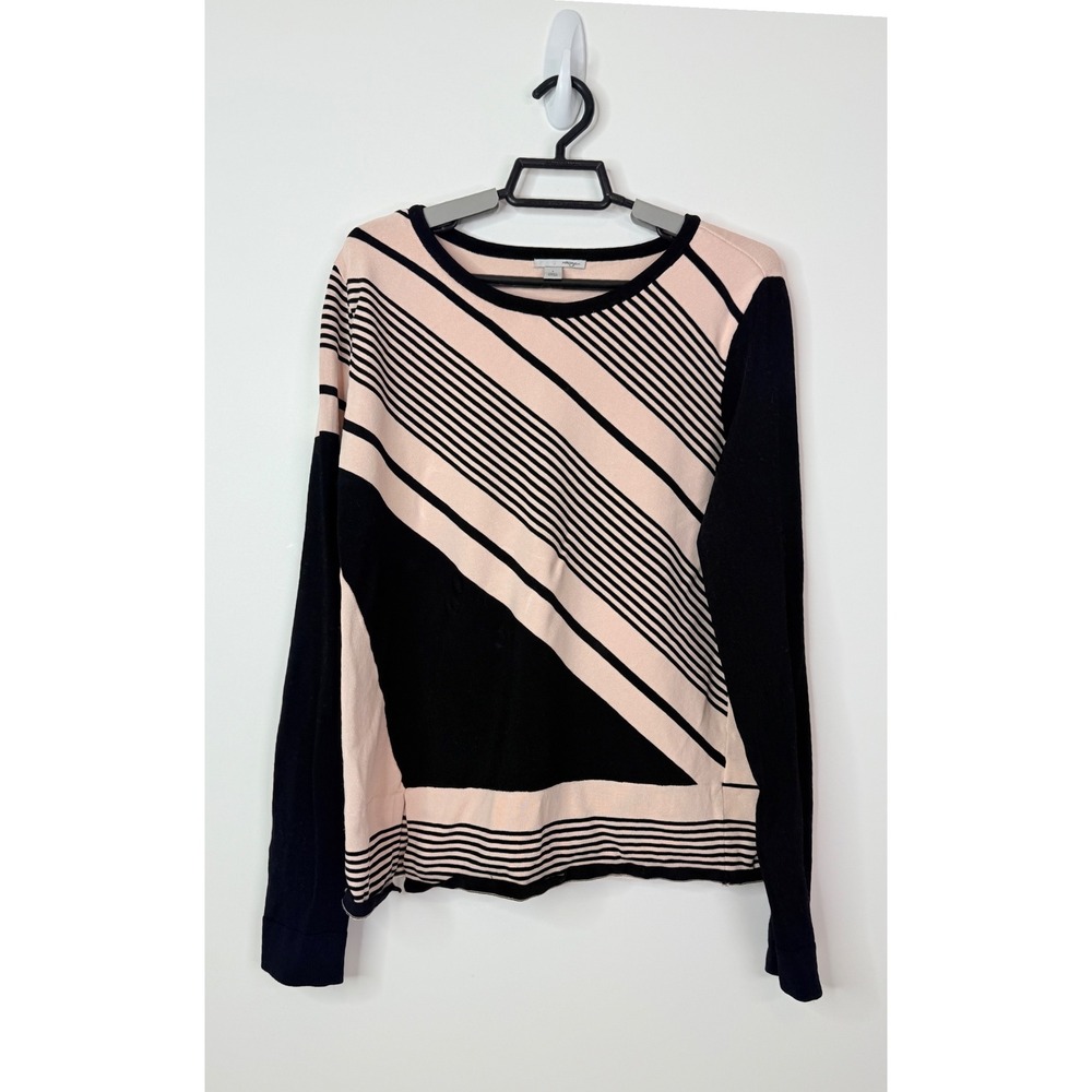 Halogen Top Women's‎ Small Striped Geometric Long Sleeve Top Pink